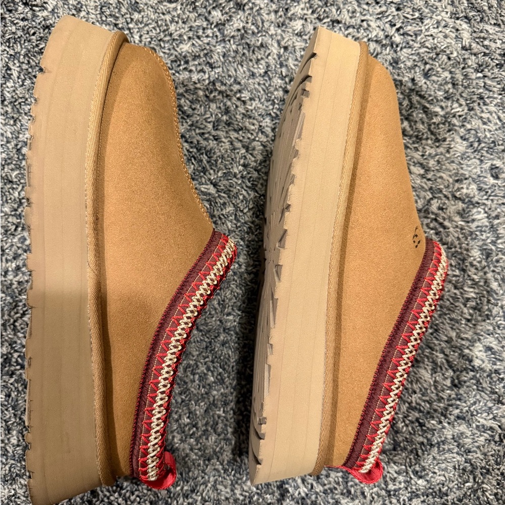 UGG Brown Slip-Ons with Red Accents - Picture 2 of 5